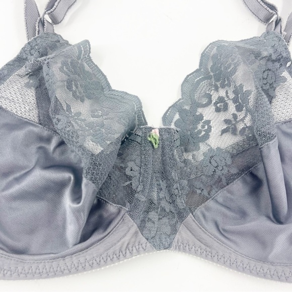✅ VINTAGE 1950-1960'S MAIDENFORM GREY LACE BRA WITH ILGWU TAG SIZE 34D EUC - Picture 2 of 6